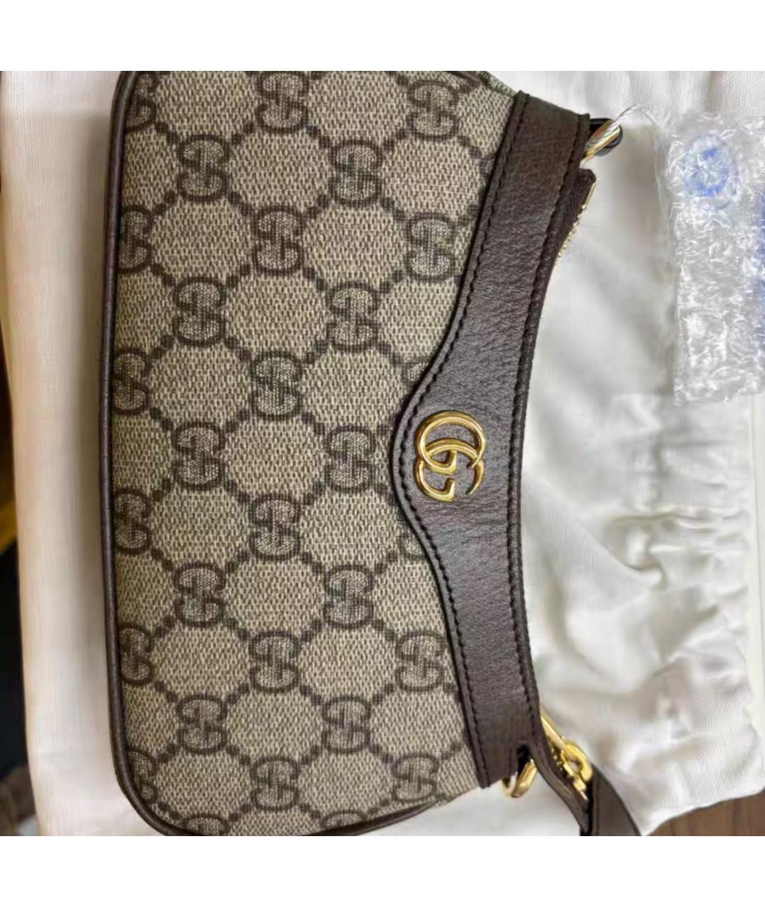 GUCCI Бежевая кожаная сумка через плечо, фото 2
