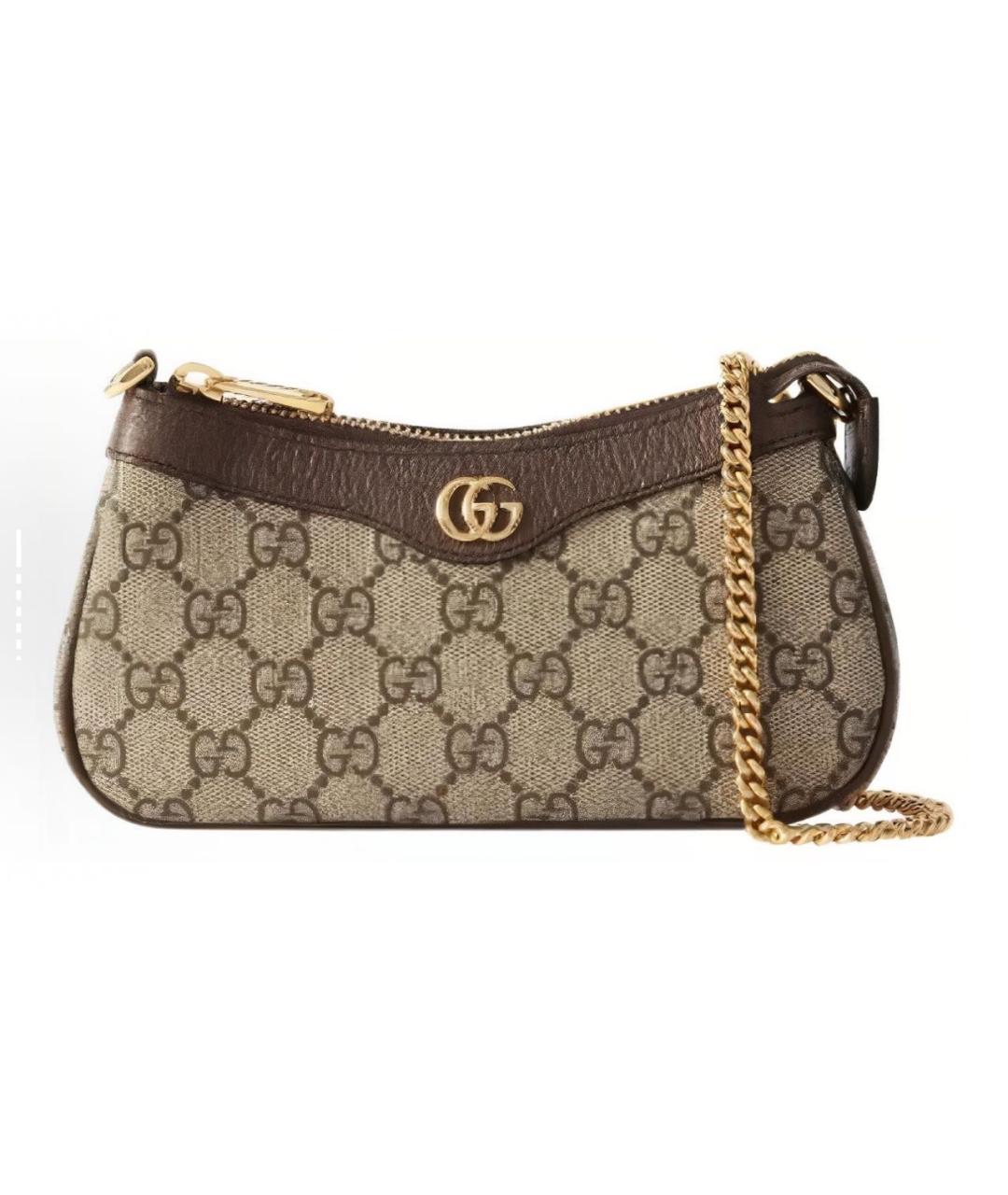 GUCCI Бежевая кожаная сумка через плечо, фото 5