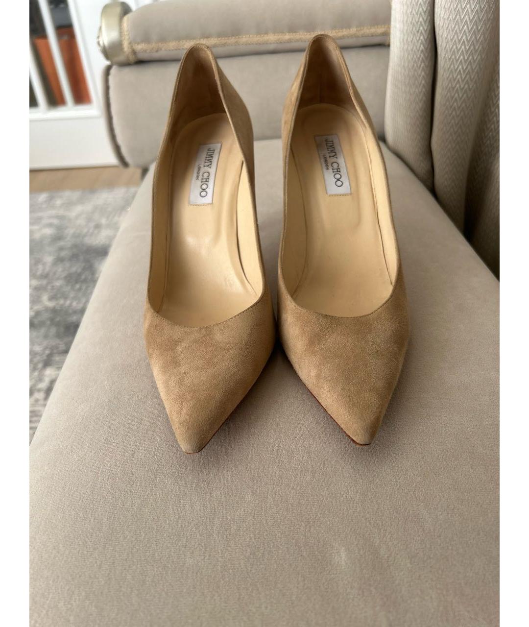 JIMMY CHOO Бежевые замшевые туфли, фото 2