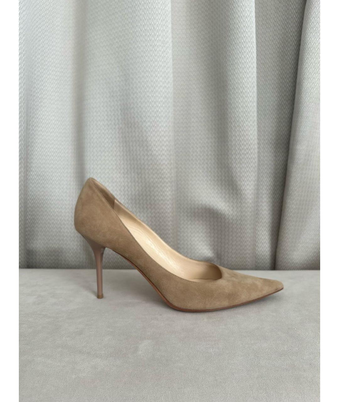 JIMMY CHOO Бежевые замшевые туфли, фото 5