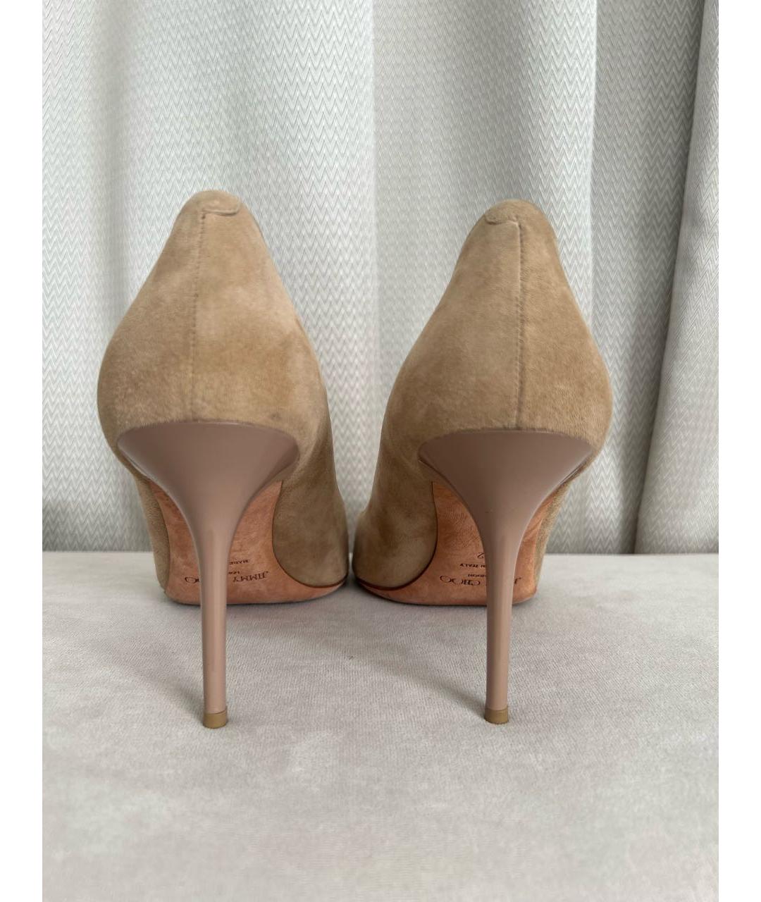 JIMMY CHOO Бежевые замшевые туфли, фото 4