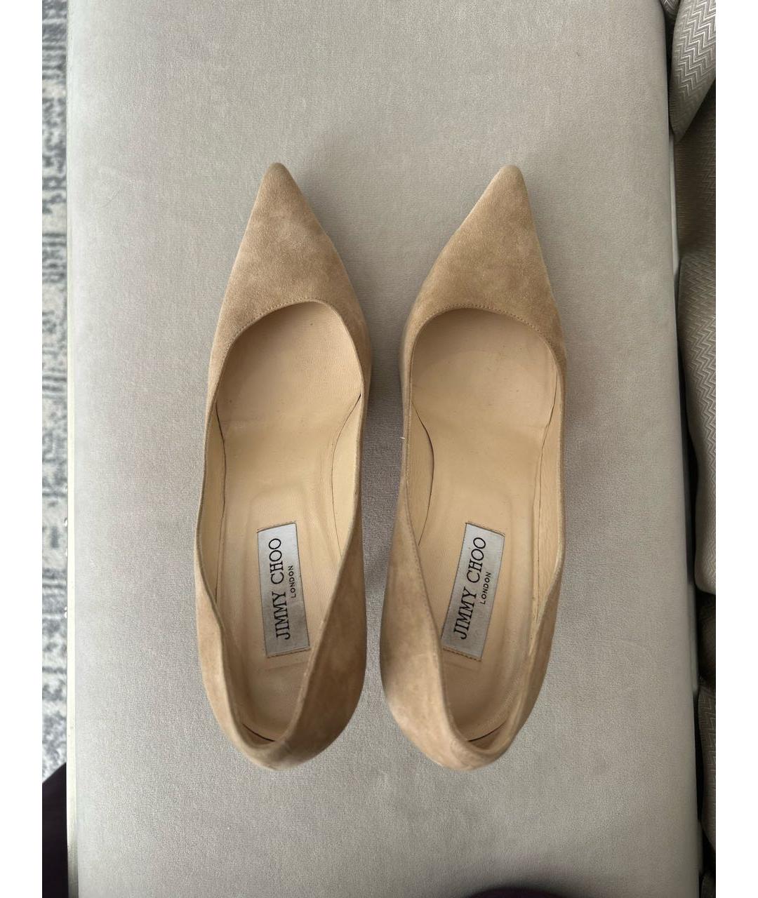 JIMMY CHOO Бежевые замшевые туфли, фото 3