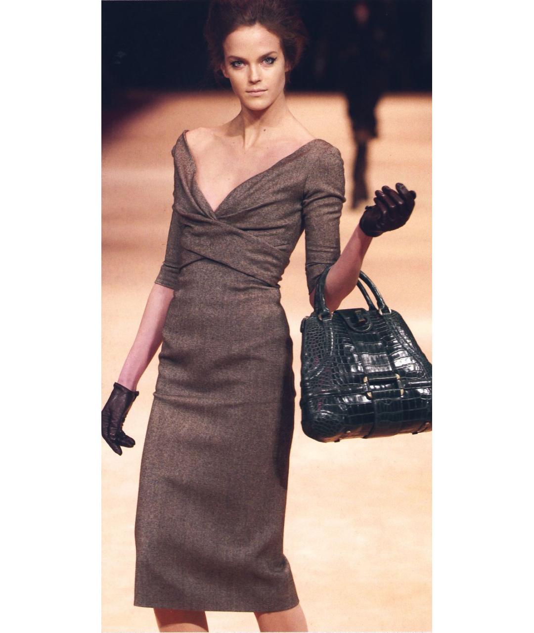 ALEXANDER MCQUEEN Серое шерстяное коктейльное платье, фото 2
