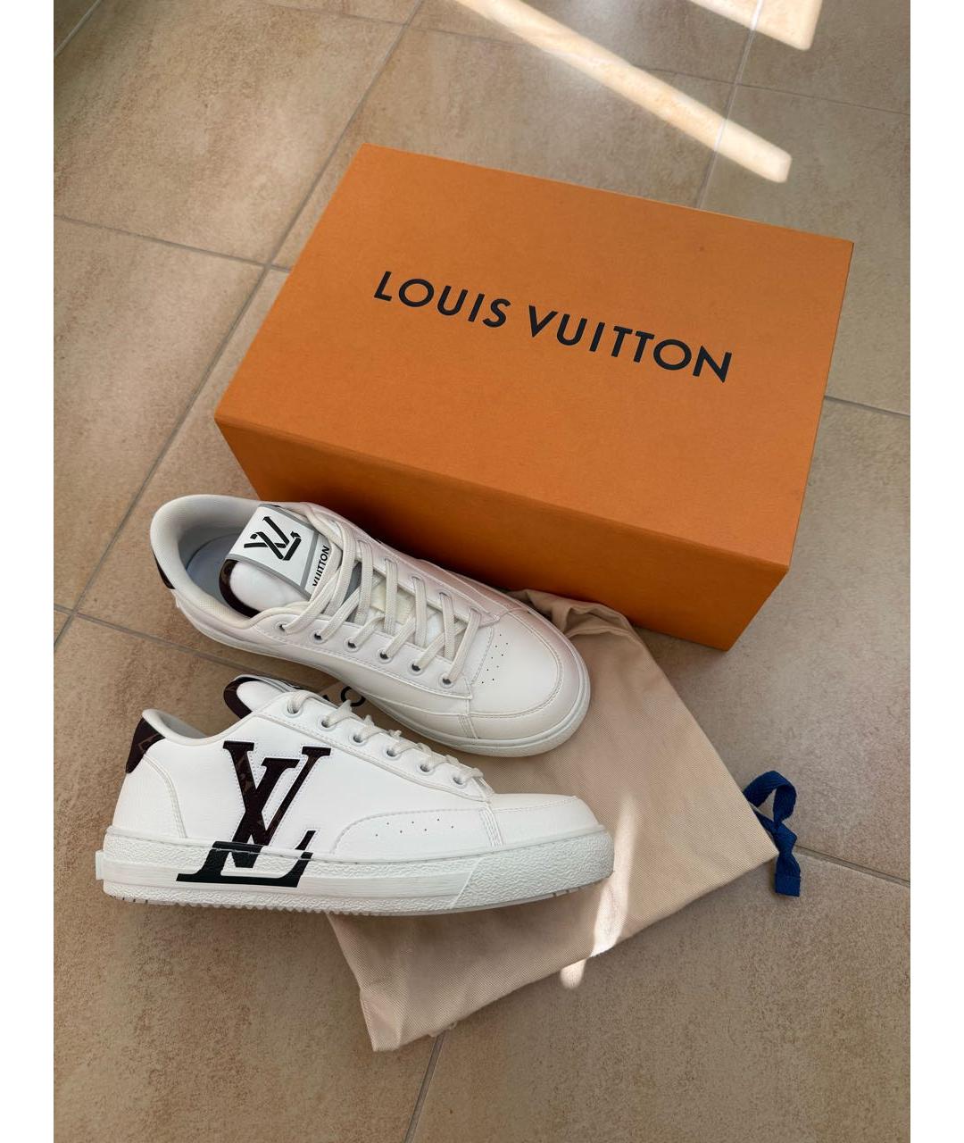LOUIS VUITTON Белые кожаные кроссовки, фото 5