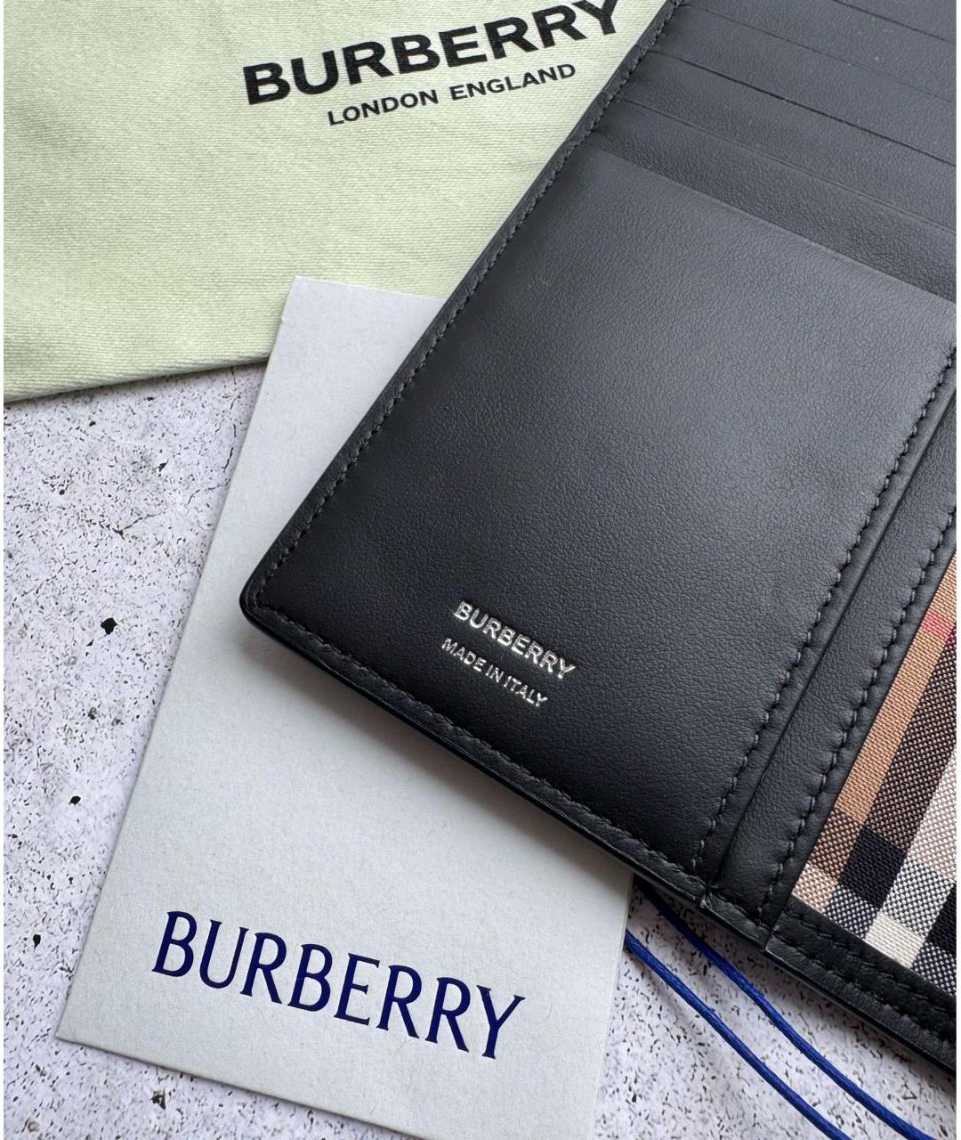 BURBERRY Черный кожаный кошелек, фото 4