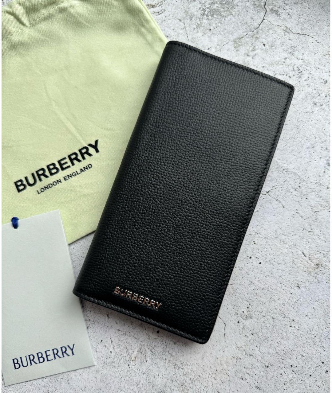 BURBERRY Черный кожаный кошелек, фото 9