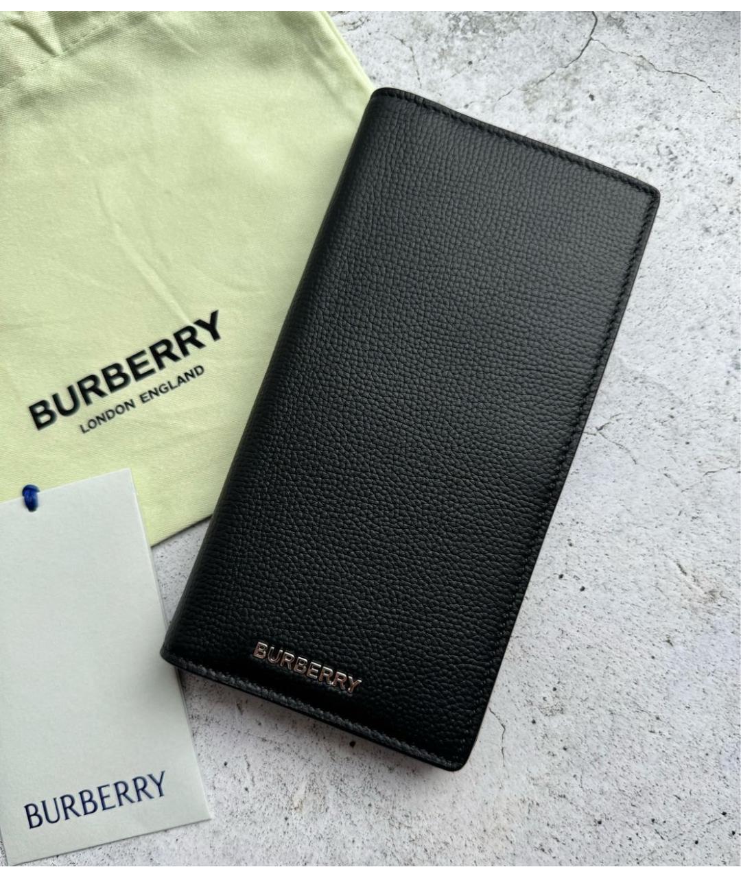 BURBERRY Черный кожаный кошелек, фото 6