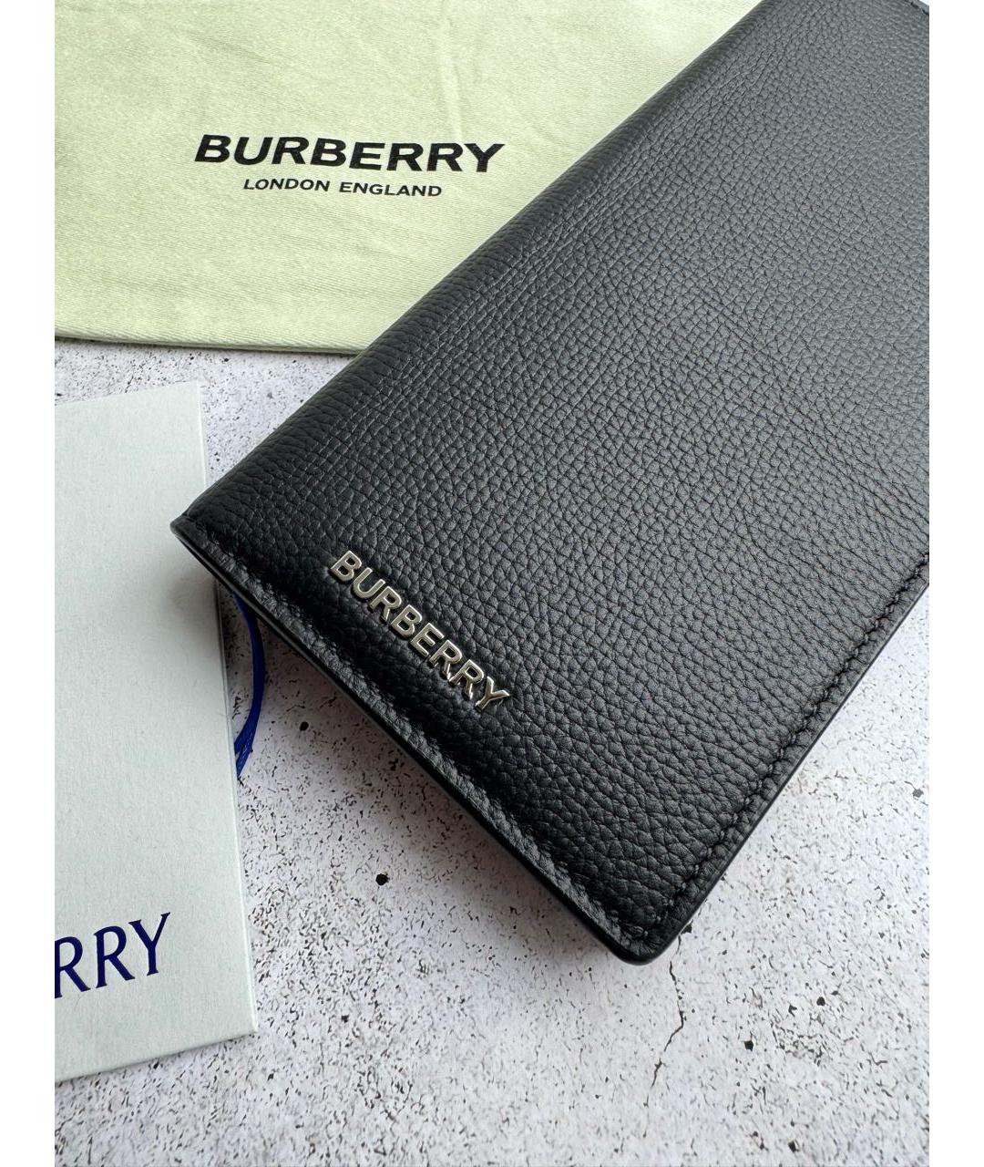 BURBERRY Черный кожаный кошелек, фото 5