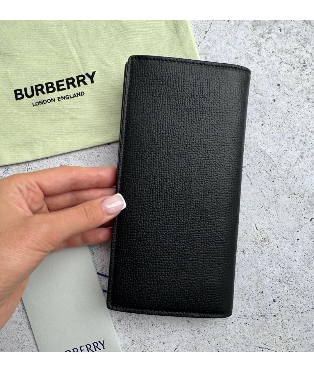 BURBERRY Черный кожаный кошелек, фото 2