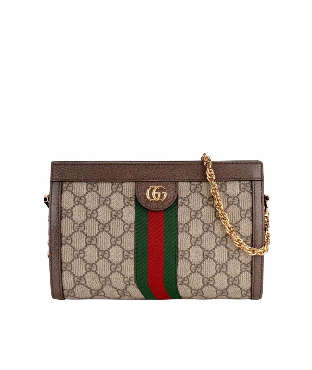 GUCCI Бежевая кожаная сумка через плечо, фото 1