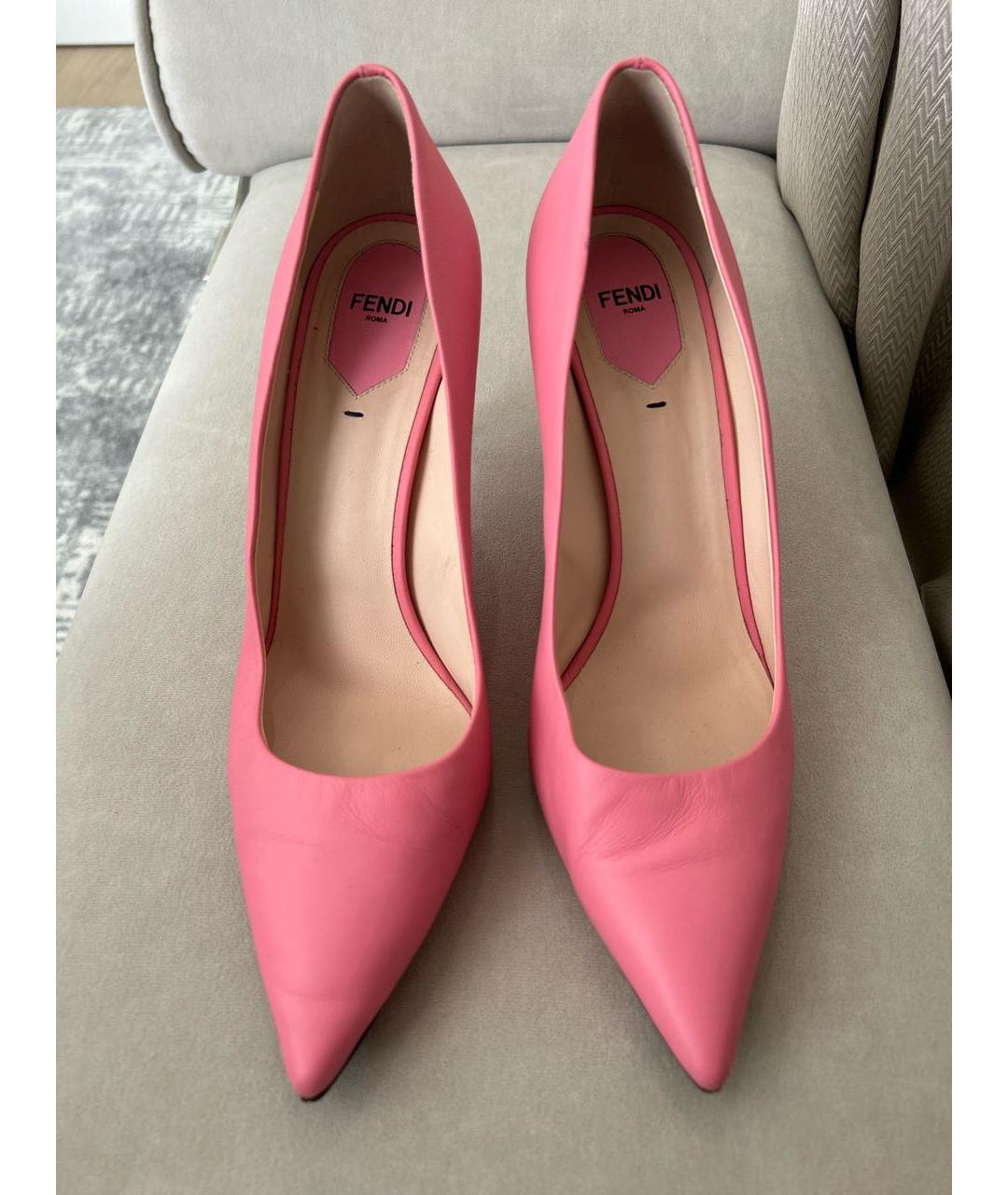 FENDI Розовые кожаные туфли, фото 2
