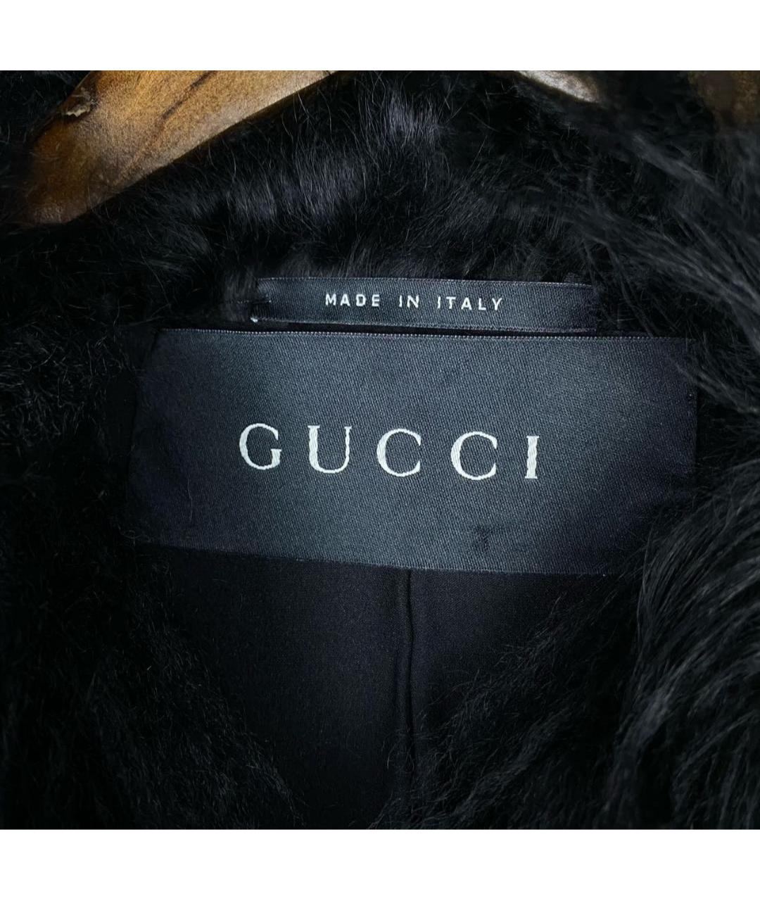 GUCCI Черный меховой жилет, фото 2