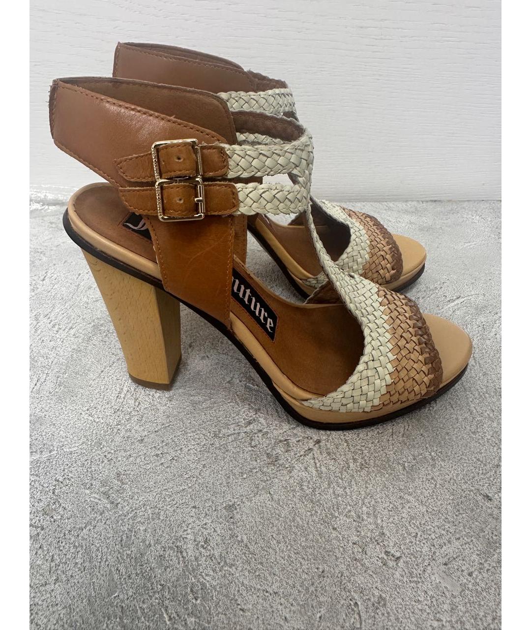 JUICY COUTURE Коричневые кожаные босоножки, фото 9