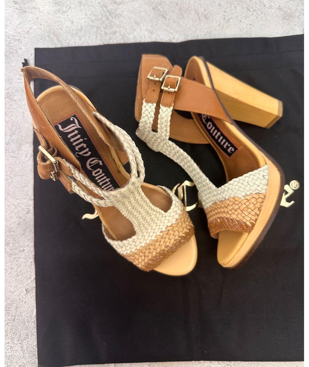 JUICY COUTURE Коричневые кожаные босоножки, фото 6