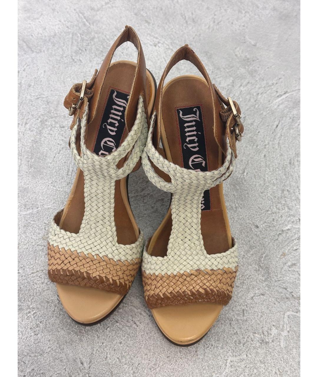 JUICY COUTURE Коричневые кожаные босоножки, фото 2