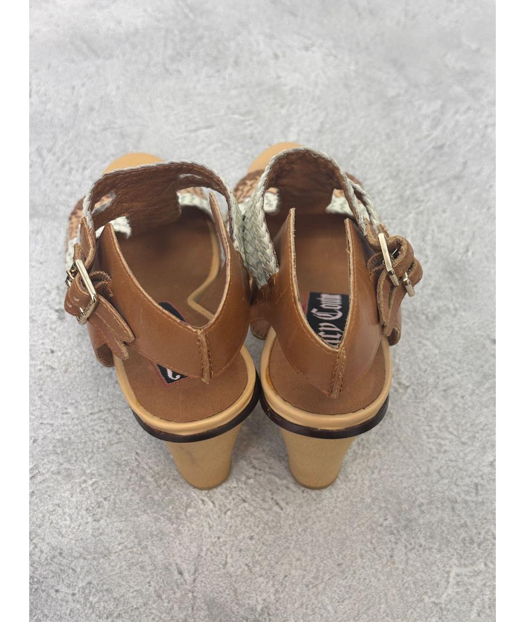JUICY COUTURE Коричневые кожаные босоножки, фото 3