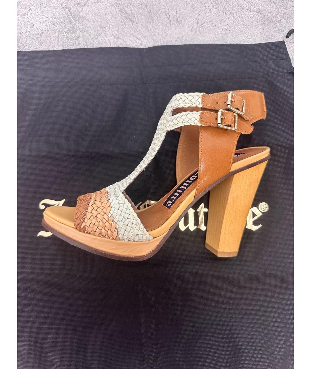 JUICY COUTURE Коричневые кожаные босоножки, фото 7