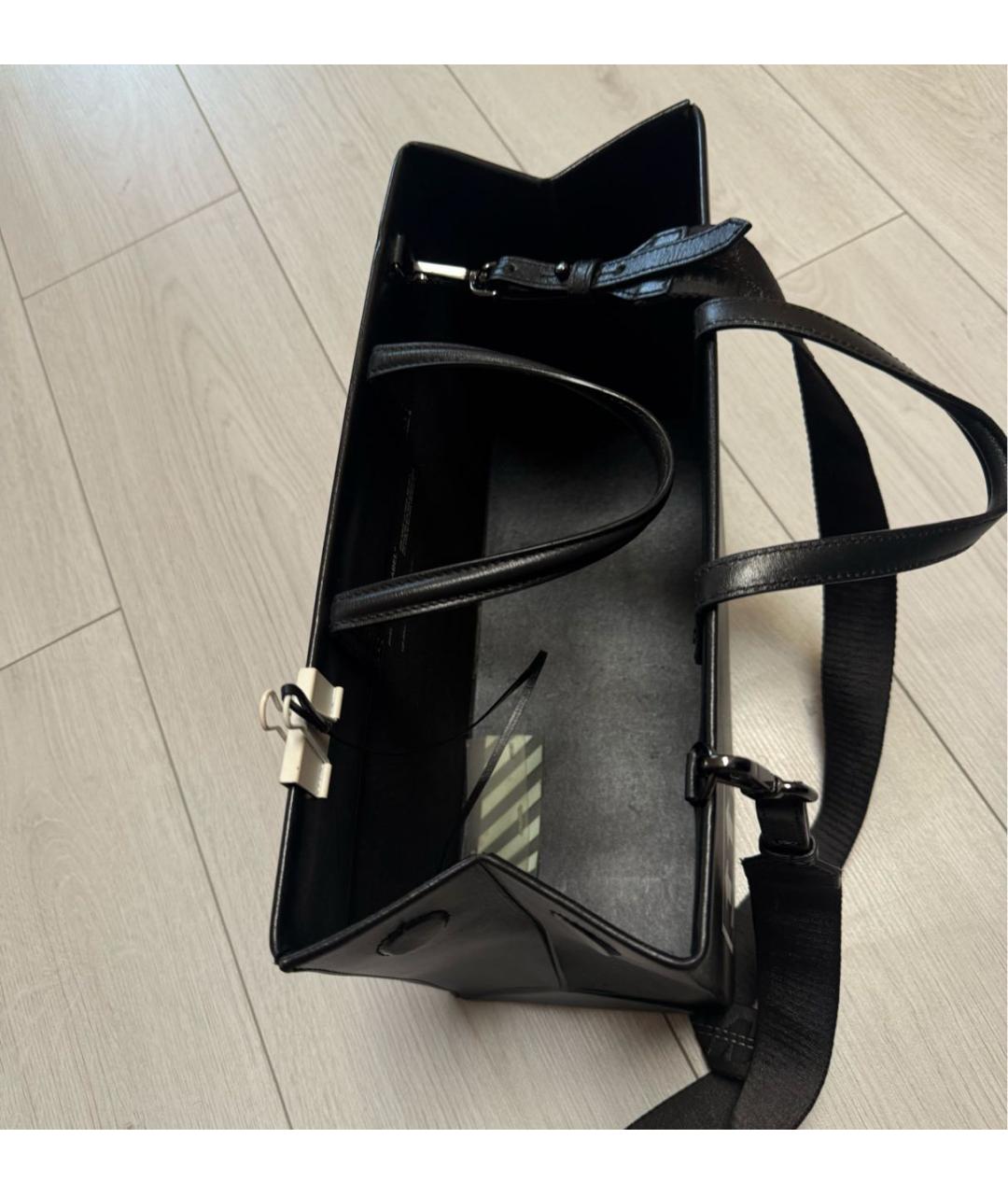 OFF-WHITE Черная кожаная сумка через плечо, фото 4