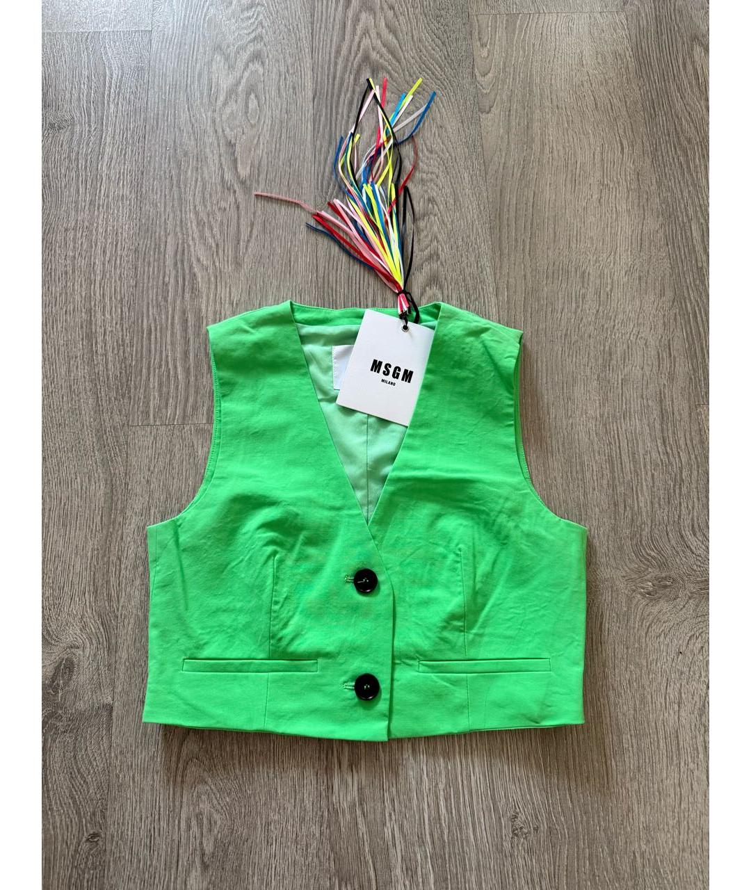 MSGM Салатовый шерстяной жилет, фото 6