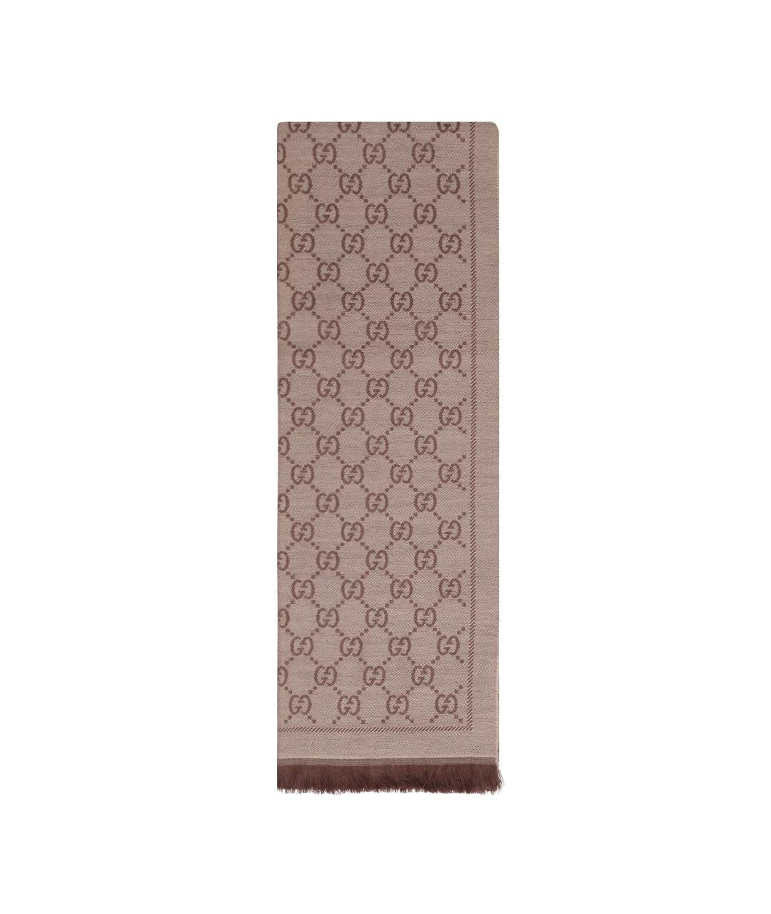 GUCCI Бежевый шерстяной шарф, фото 1