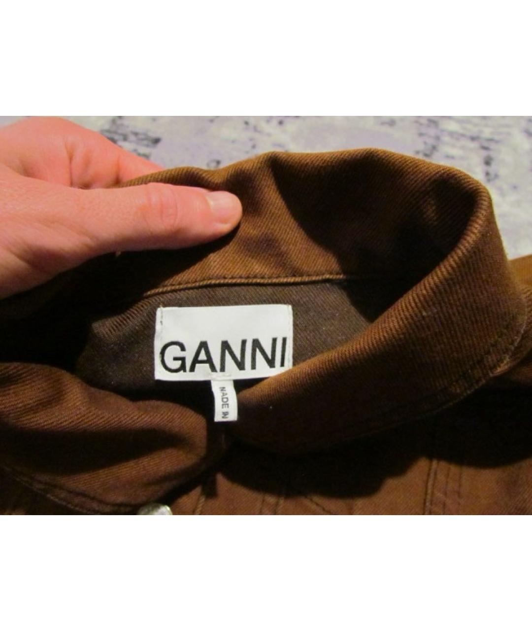 GANNI Коричневое хлопковое повседневное платье, фото 4
