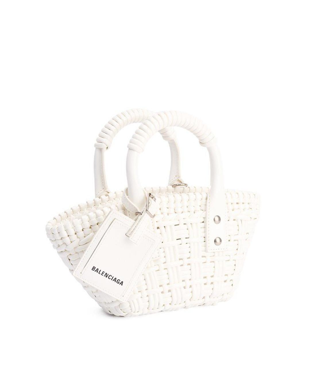 BALENCIAGA Белая пелетеная сумка через плечо, фото 2