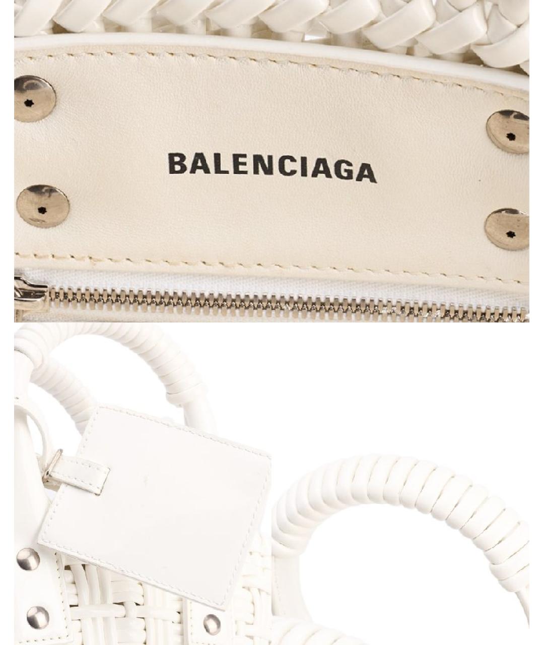 BALENCIAGA Белая пелетеная сумка через плечо, фото 5