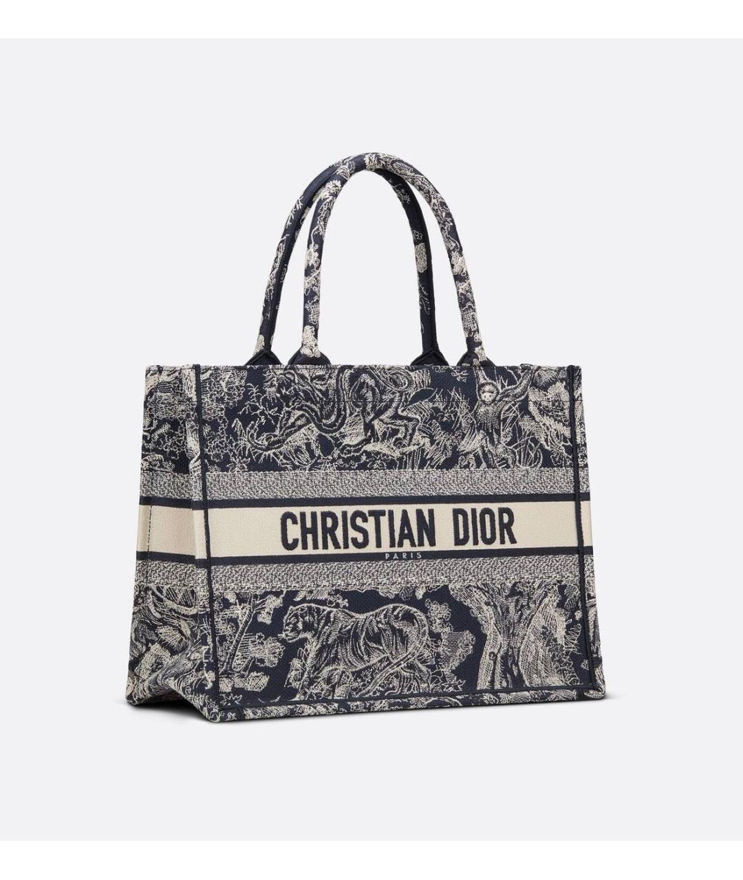 CHRISTIAN DIOR Темно-синяя тканевая сумка тоут, фото 7