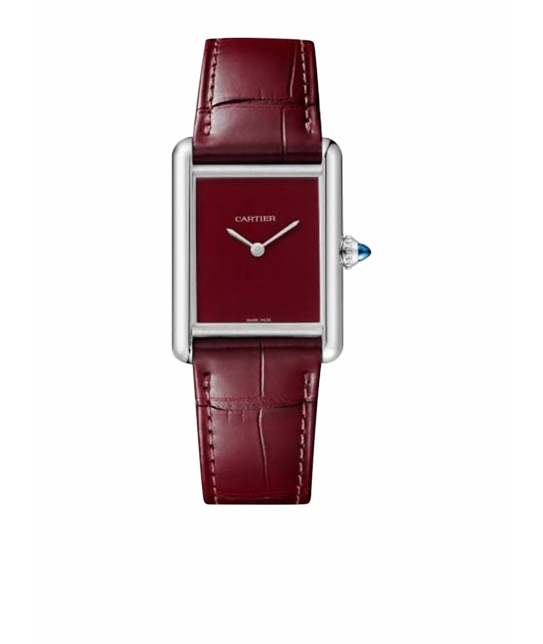 CARTIER Бордовые металлические часы, фото 1