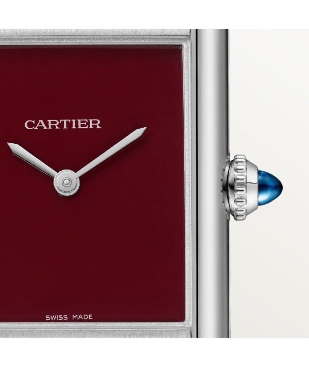 CARTIER Бордовые металлические часы, фото 4