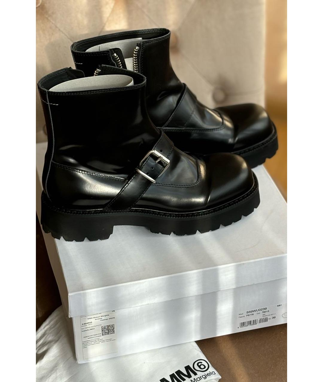 MAISON MARGIELA Черные кожаные ботинки, фото 5