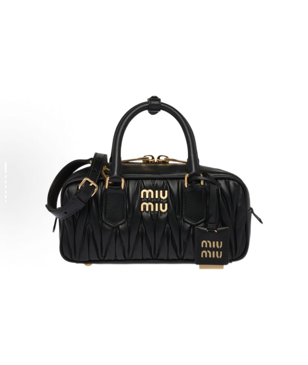 MIU MIU Черная кожаная сумка с короткими ручками, фото 5