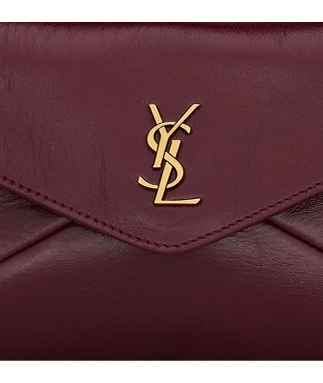 SAINT LAURENT Бордовая кожаная сумка через плечо, фото 5