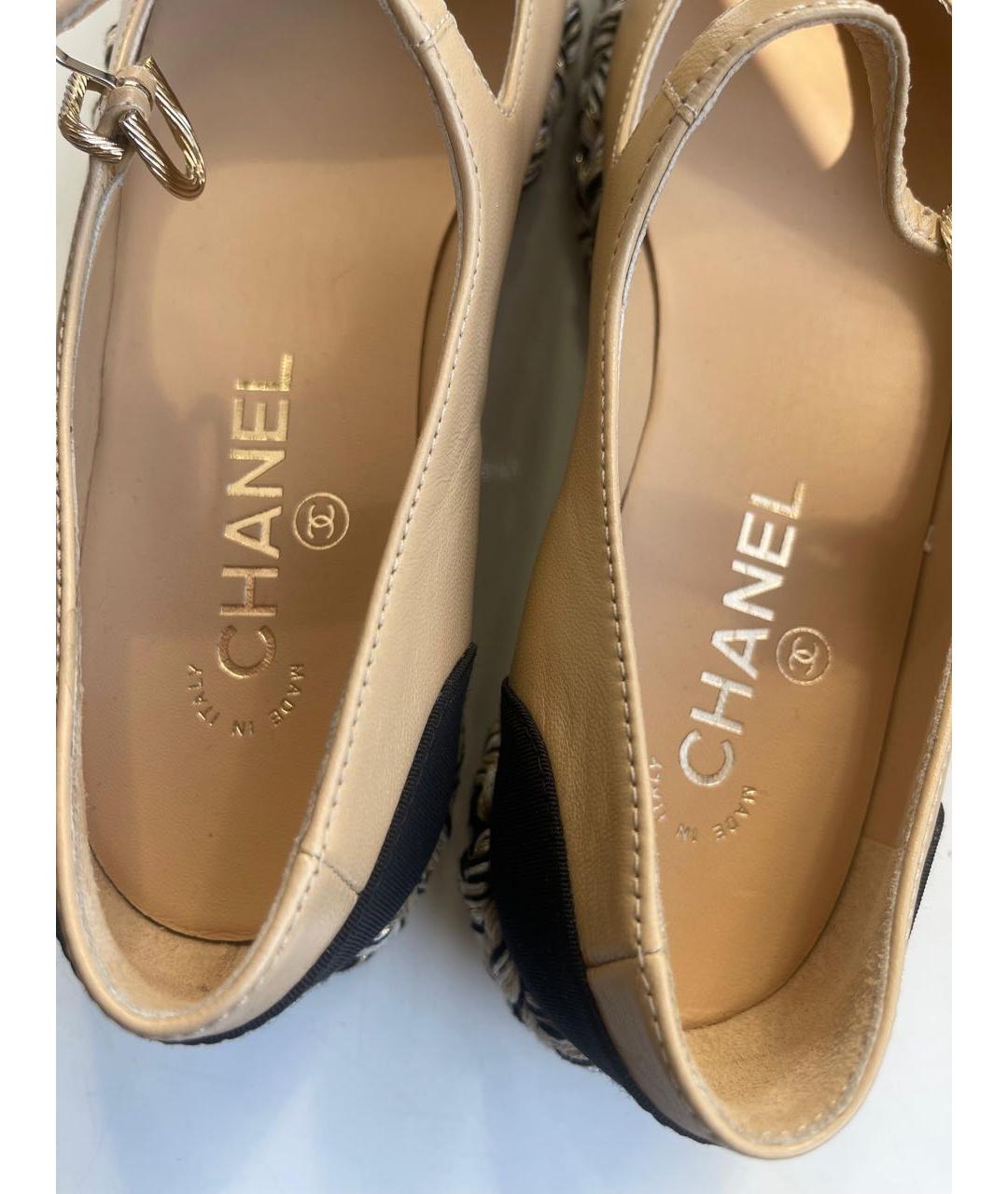 CHANEL Бежевые кожаные балетки, фото 4
