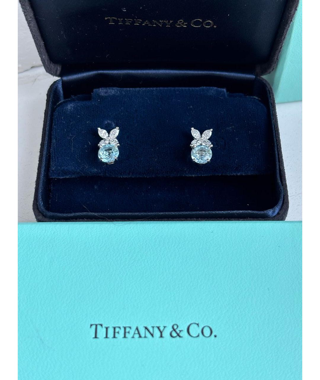 TIFFANY&CO Бирюзовые платиновые серьги, фото 2