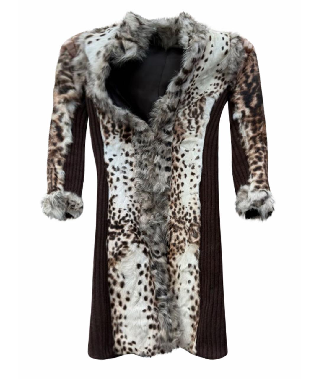 ROBERTO CAVALLI Коричневая меховая шуба, фото 1