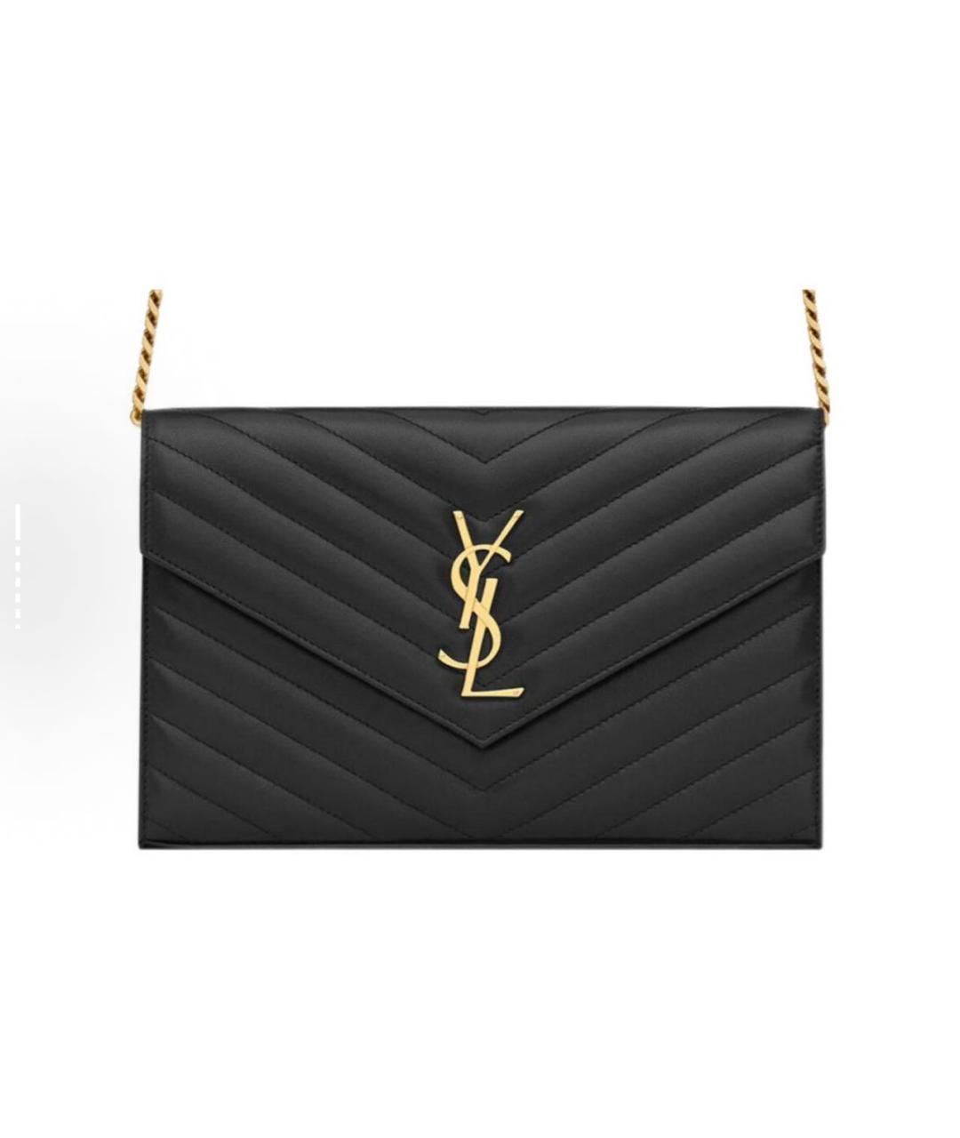 SAINT LAURENT Черная кожаная сумка через плечо, фото 5