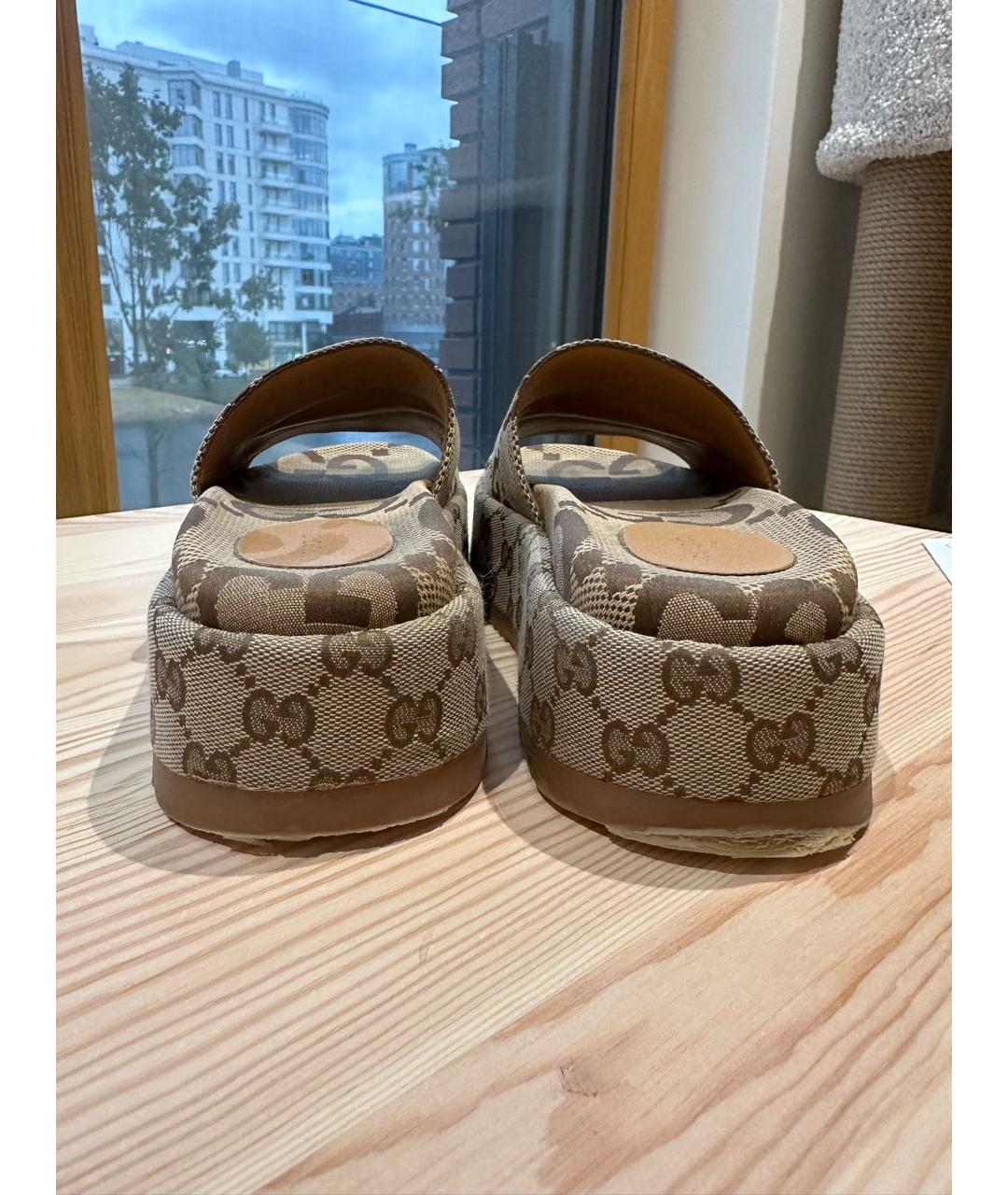 GUCCI Бежевые текстильные сандалии, фото 4