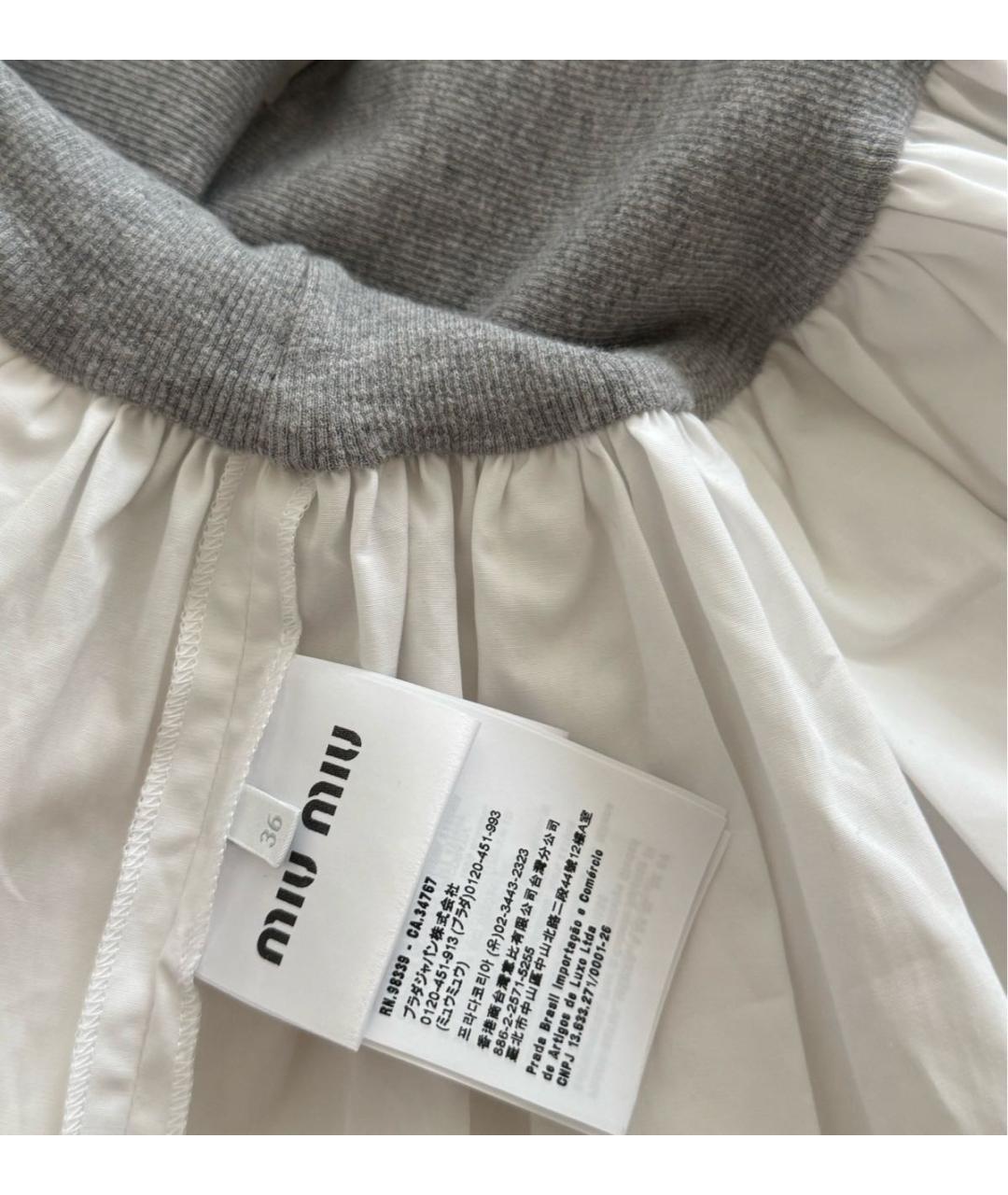 MIU MIU Серое хлопко-эластановое повседневное платье, фото 3