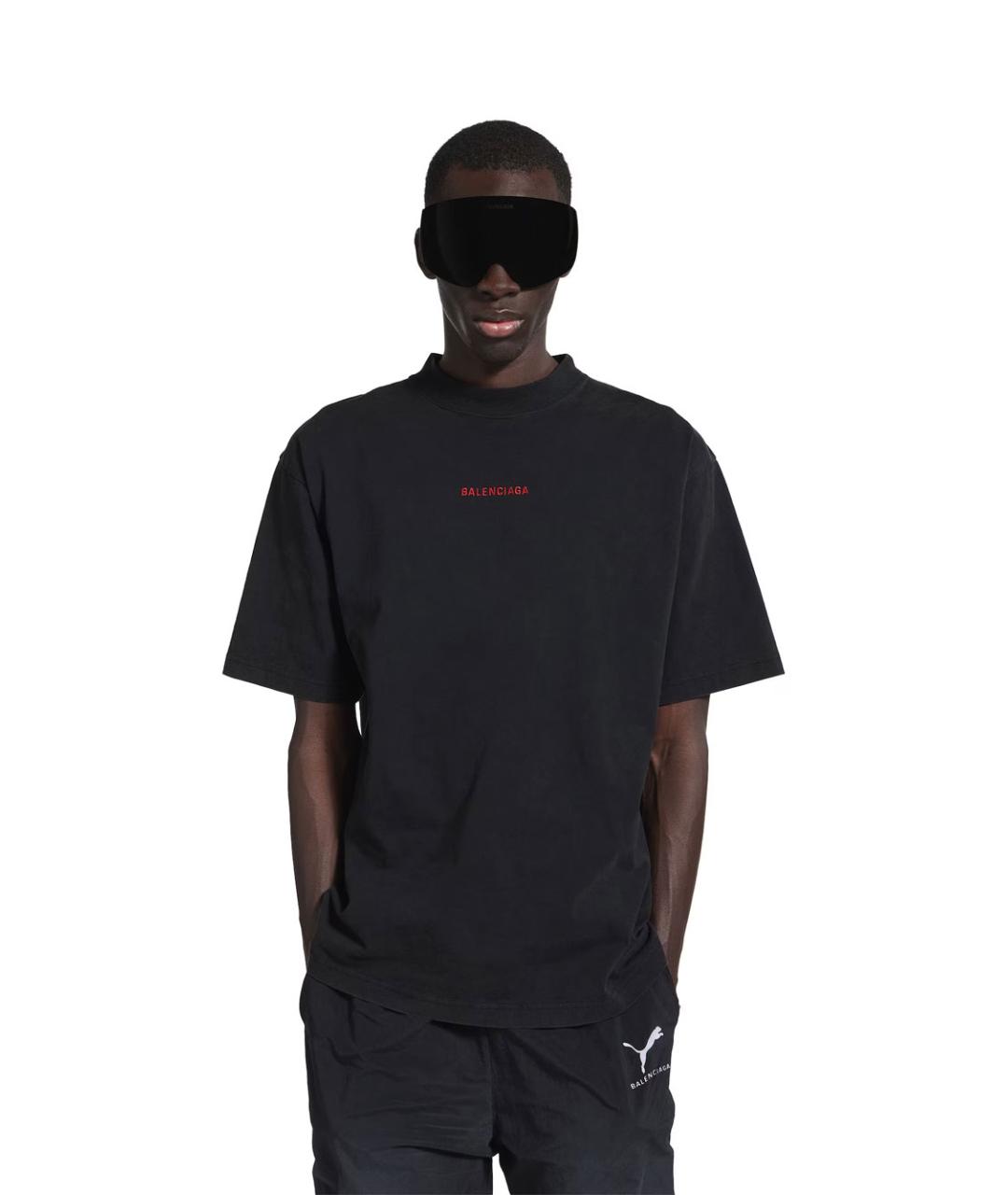 BALENCIAGA Черная хлопковая футболка, фото 2
