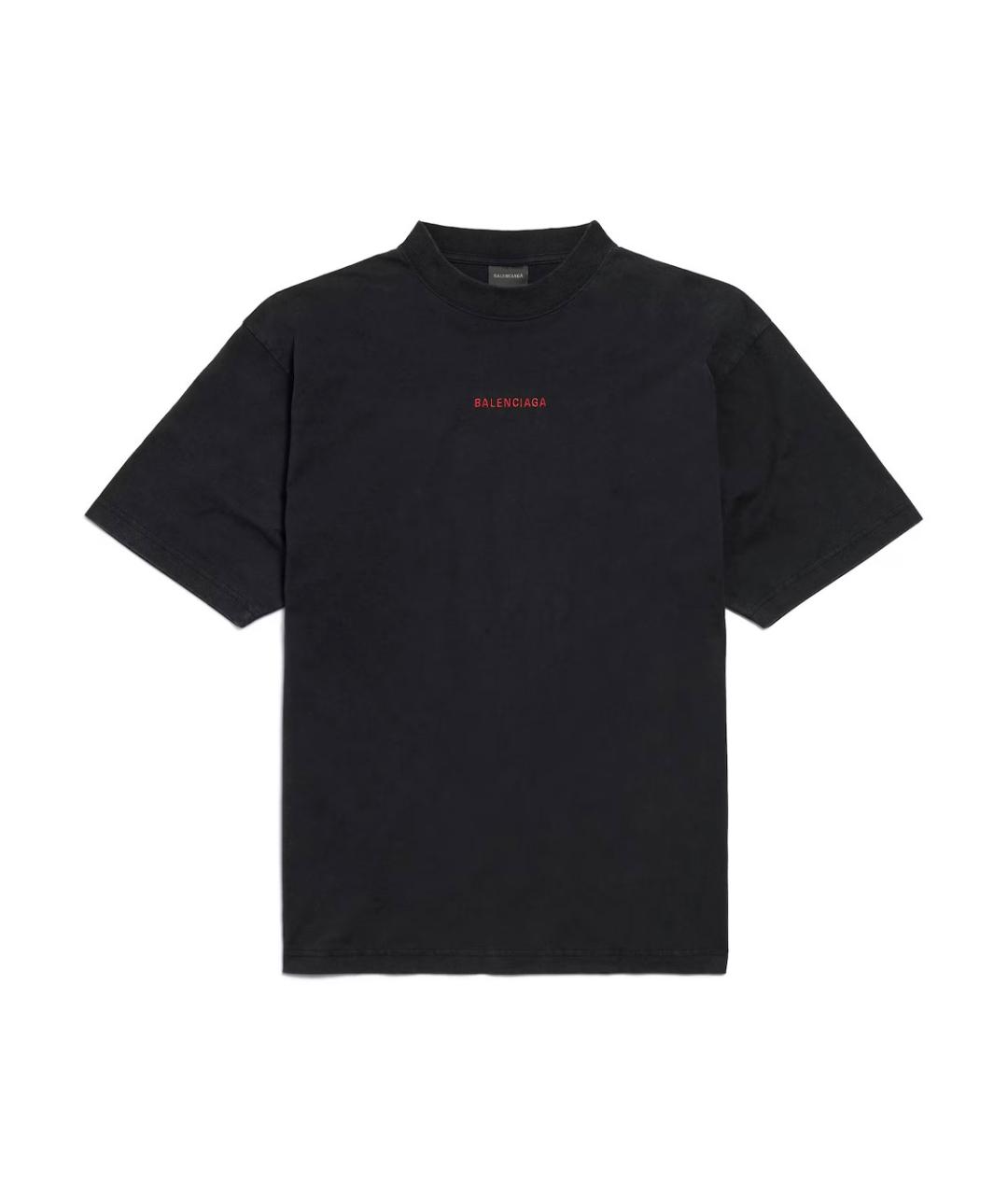 BALENCIAGA Черная хлопковая футболка, фото 1