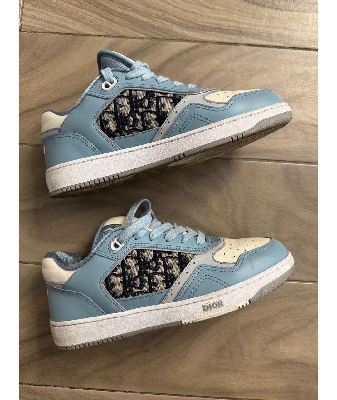 CHRISTIAN DIOR Голубые кожаные низкие кроссовки / кеды, фото 8