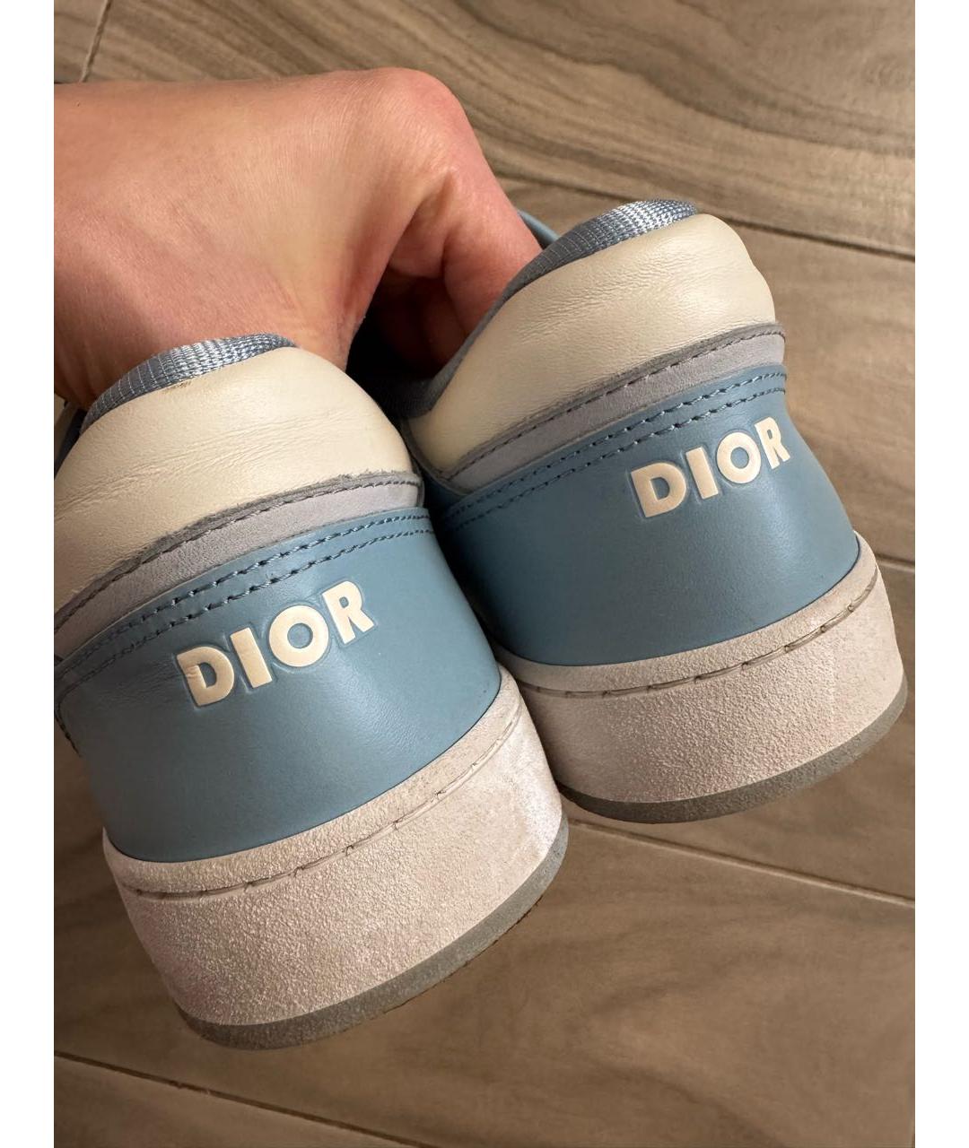 CHRISTIAN DIOR Голубые кожаные низкие кроссовки / кеды, фото 5