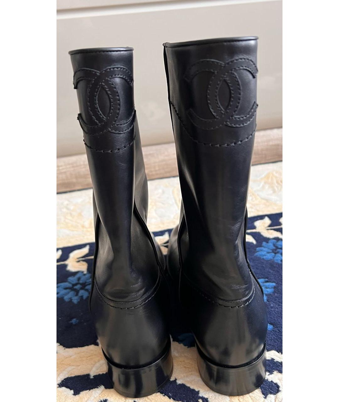 CHANEL Черные кожаные полусапоги, фото 3
