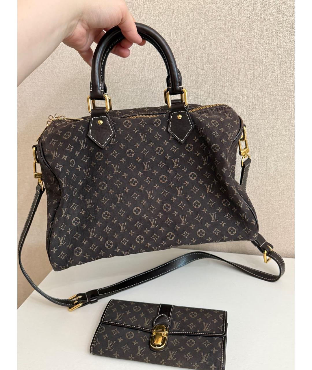 LOUIS VUITTON Коричневая деним сумка тоут, фото 3