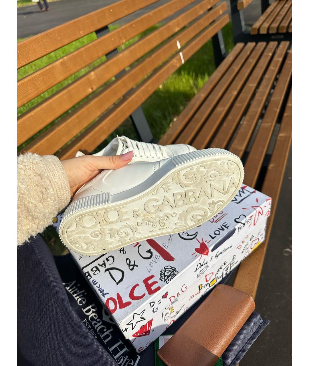 DOLCE&GABBANA Белые кожаные кеды, фото 5