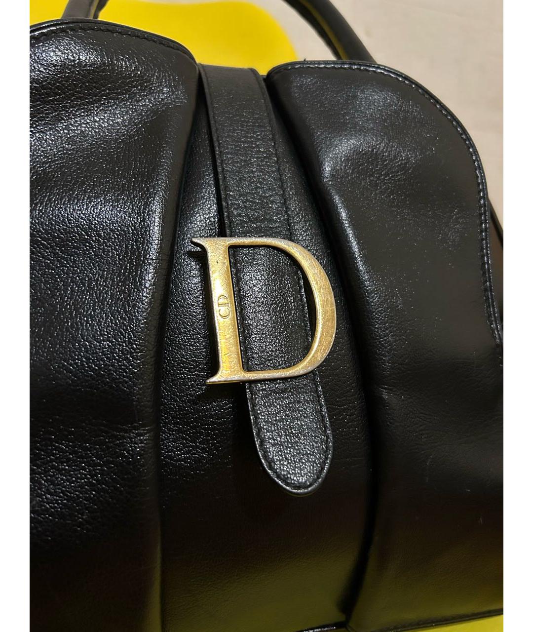 CHRISTIAN DIOR Черная кожаная сумка с короткими ручками, фото 5