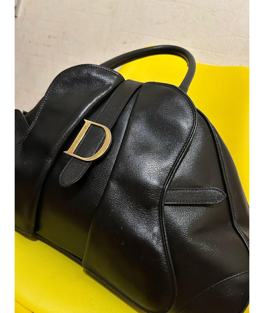 CHRISTIAN DIOR Черная кожаная сумка с короткими ручками, фото 2