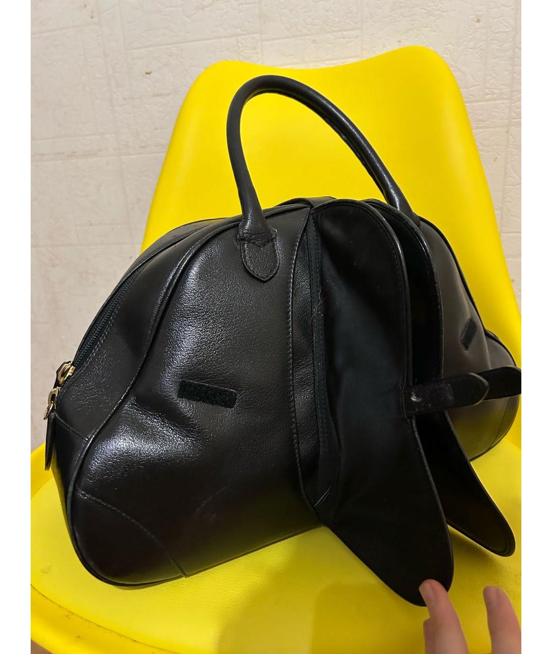 CHRISTIAN DIOR Черная кожаная сумка с короткими ручками, фото 4