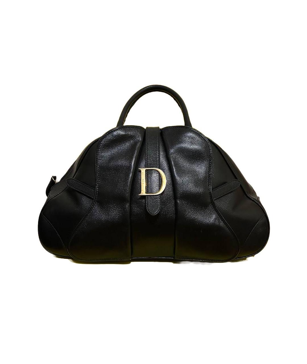 CHRISTIAN DIOR Черная кожаная сумка с короткими ручками, фото 1